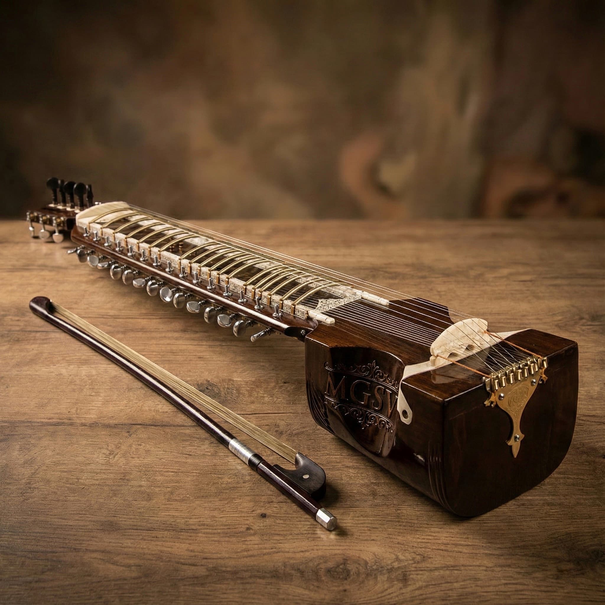 Handcrafted dilruba crafted by MGSV for Gurmat Sangeet students in BC